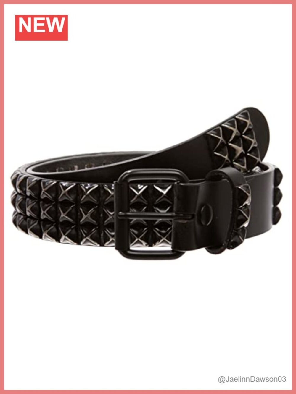 1.5" Snap On Three Row Punk Rock Star Metal Studded Cowhide Leather Belt